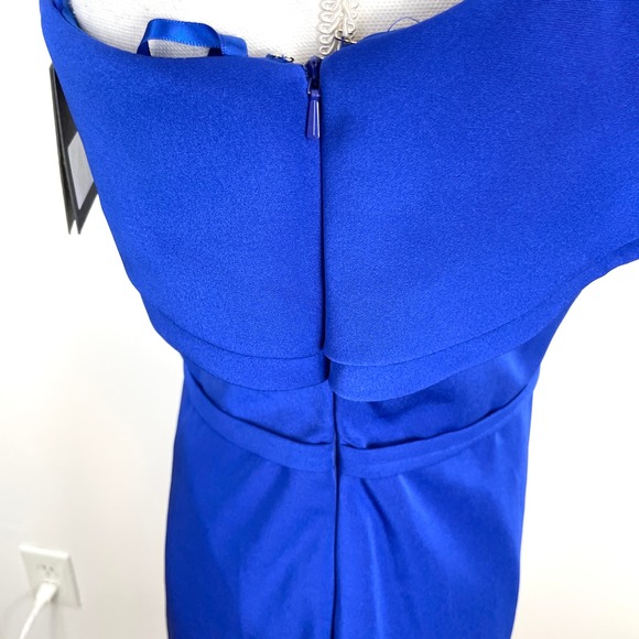 Mac Duggal One Shoulder Ruffle Mini Dress 55286 Royal Blue Size 8 New - Picture 7 of 14